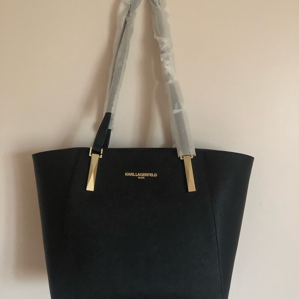 Karl Lagerfeld Elegant Black Tote with Gold Details